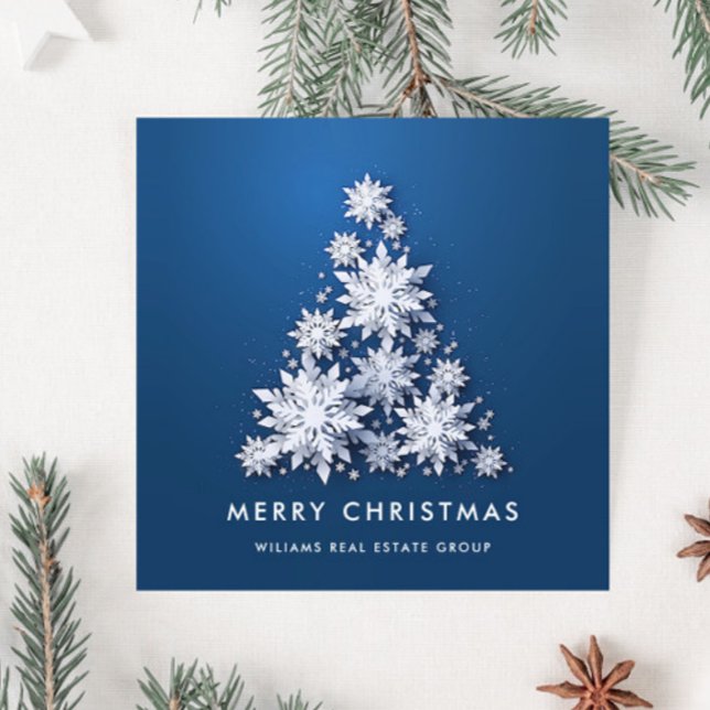 Snowflakes Christmas Tree Corporate Greeting Holiday Card (Creator Uploaded)