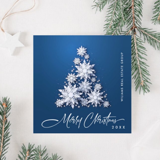 Snowflakes Christmas Tree Corporate Greeting Holiday Card (Creator Uploaded)