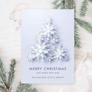 Snowflakes Christmas Tree Corporate Greeting Holiday Card