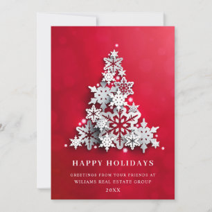 Snowflakes Christmas Tree Corporate Greeting Holiday Card