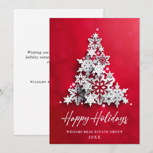 Snowflakes Christmas Tree Corporate Greeting Holiday Card