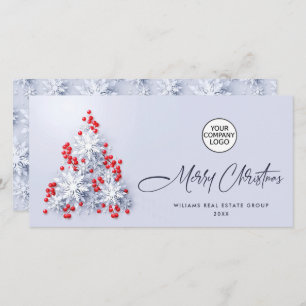 Snowflakes Christmas Tree Corporate Greeting Holiday Card