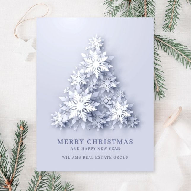 Snowflakes Christmas Tree Corporate Greeting Postcard (Creator Uploaded)