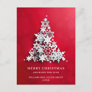 Snowflakes Christmas Tree Corporate Greeting Postcard