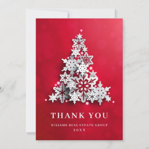 Snowflakes Christmas Tree Corporate Holiday Thank You Card