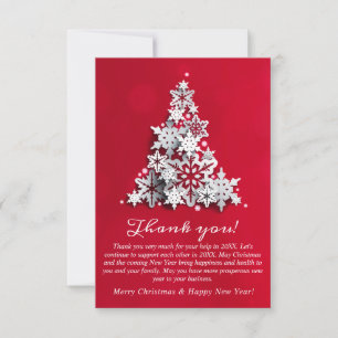 Snowflakes Christmas Tree Corporate Holiday Thank You Card