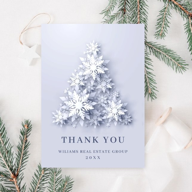 Snowflakes Christmas Tree Corporate Holiday Thank You Card (Creator Uploaded)