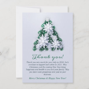 Snowflakes Christmas Tree Corporate Holiday Thank You Card