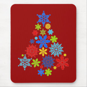 Snowflakes Christmas Tree Mousepad