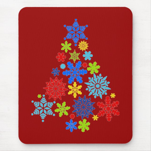 Snowflakes Christmas Tree Mousepad (Front)