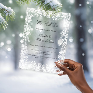 Snowflakes clear wedding vow renewal acrylic invitations
