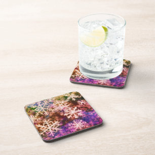 Snowflakes colourful coaster