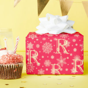 Snowflakes custom initial for your gift receiver wrapping paper