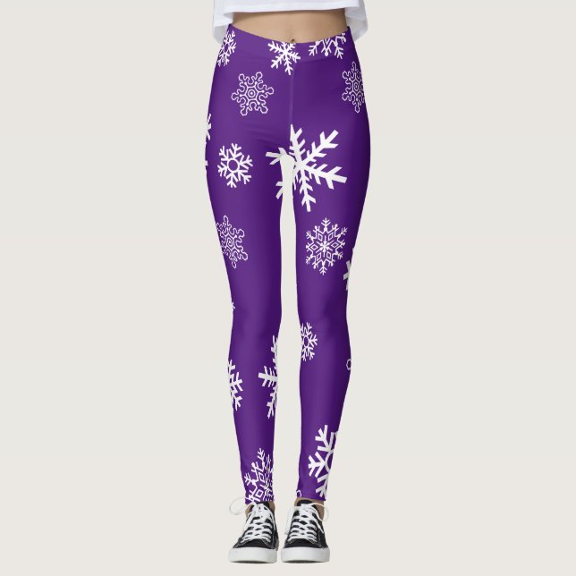 Snowflakes Customise Background Colour Leggings (Front)