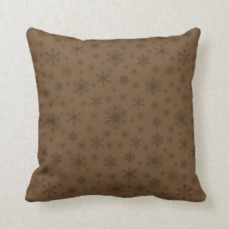 Snowflakes - Dark Brown on Brown Cushion