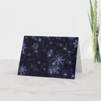 Snowflakes Deep Blue Scene Peace Love Joy Quote Holiday Card
