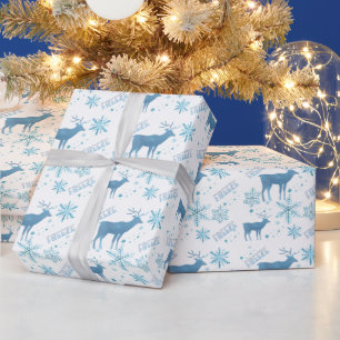 snowflakes deer white Wrapping Paper