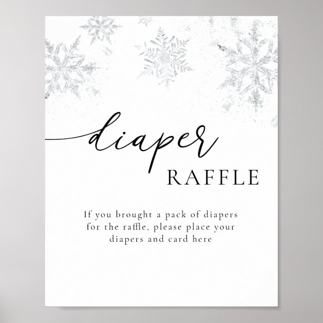 Snowflakes Diaper Raffle Sign (Front)