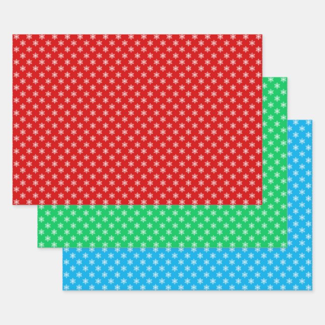 Snowflakes DIY Background Colours Wrapping Paper Sheet (Set)