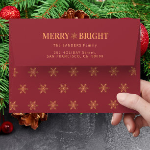 Snowflakes elegant Christmas gold red Envelope