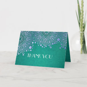 Snowflakes Emerald Christmas Thank you Card