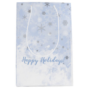 Snowflakes faux metal on baby blue colour Your Tex Medium Gift Bag