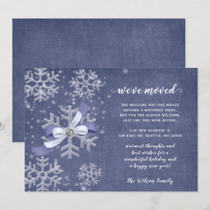 Snowflakes Flurries We've Moved Holiday Cards