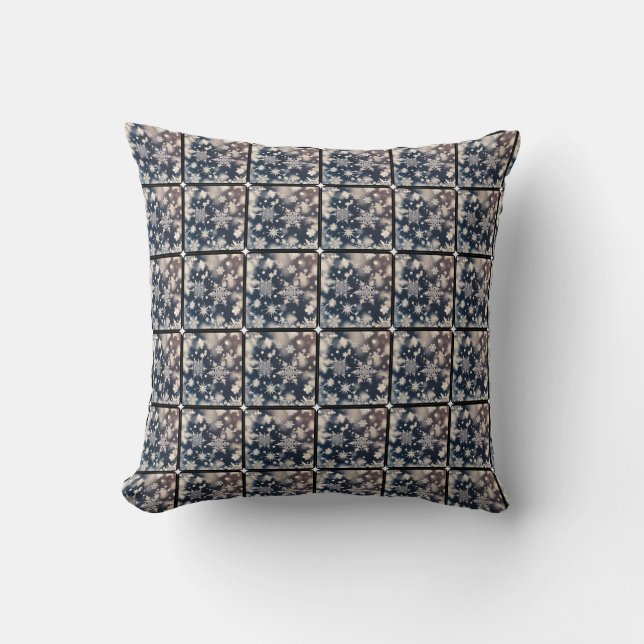 Snowflakes / Fluttering / Crop / Black Frame Cushion (Front)