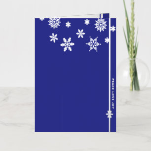 Snowflakes Folded Blue Foil Holiday Card
