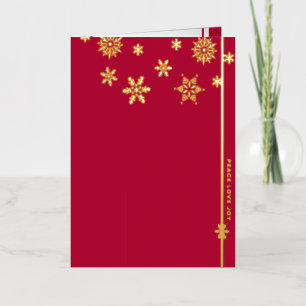 Snowflakes Folded Foil Red Holiday Card