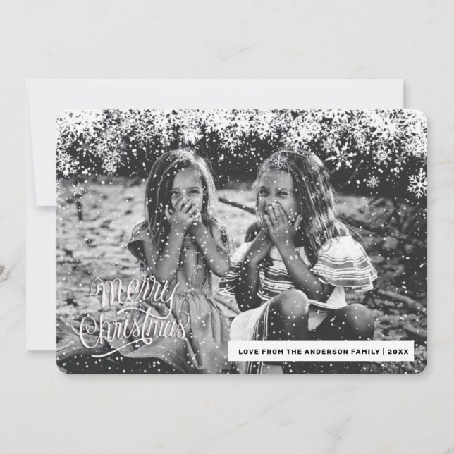 Snowflakes frame Merry Christmas Holiday Card (Front)