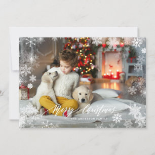Snowflakes Frame Overlay Merry Christmas Photo Holiday Card