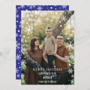 Snowflakes Frame Photo Overlay Blue Christmas