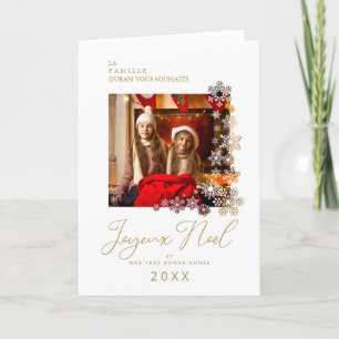 Snowflakes French Modern Elegant Chic Christmas Holiday Card