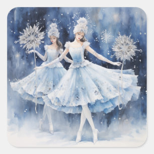 Snowflakes from The Nutcracker Ballet Square Sticker