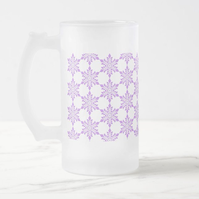 Snowflakes Frosted Glass Beer Mug (Left)