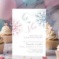 Snowflakes Gender Reveal Party Invitation