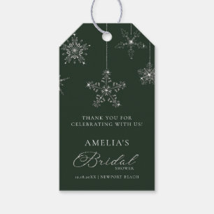 Snowflakes Glitter Green Winter Bridal Shower  Gift Tags