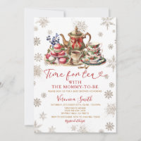 Snowflakes Glitter Time for Tea Baby Shower 