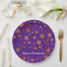snowflakes,golden snowflakes, dinner plate