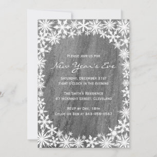 Snowflakes & Granite New Year's Eve Invitation