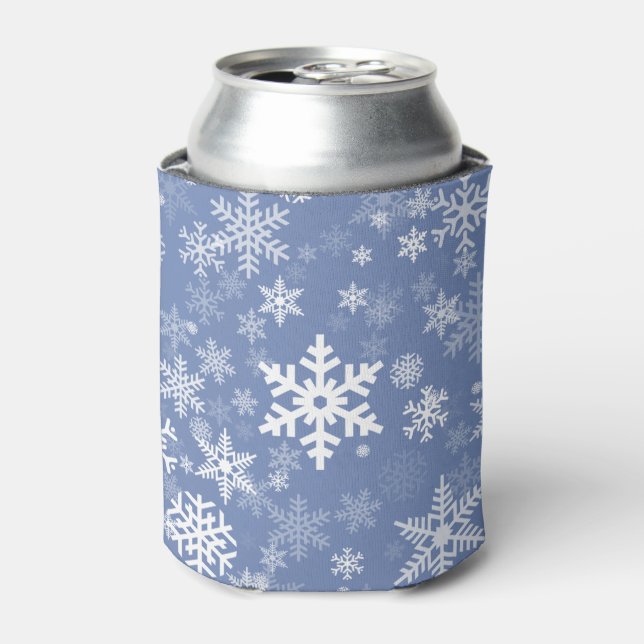 Snowflakes Graphic Customise Colour Background on  Can Cooler (Can Front)