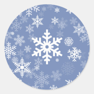Snowflakes Graphic Customise Colour Background on  Classic Round Sticker