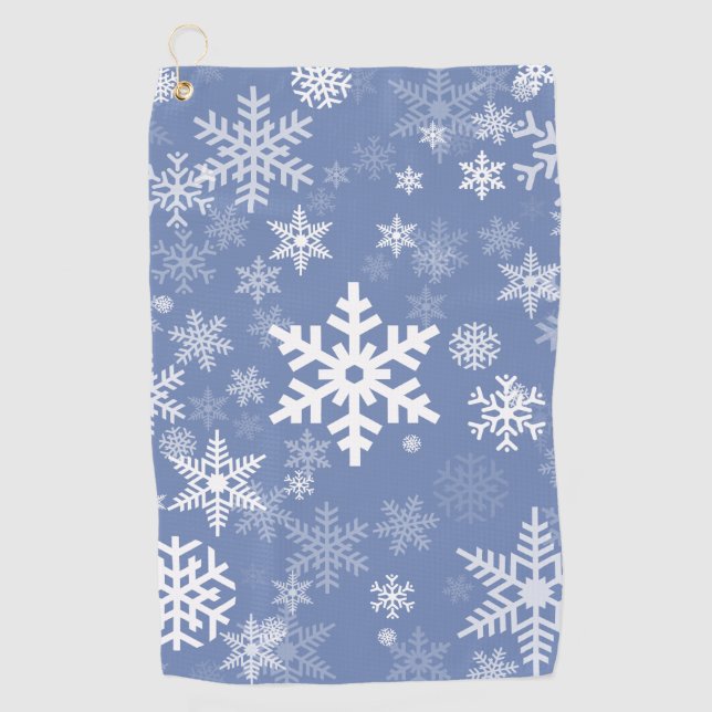 Snowflakes Graphic Customise Colour Background on  Golf Towel (Front)