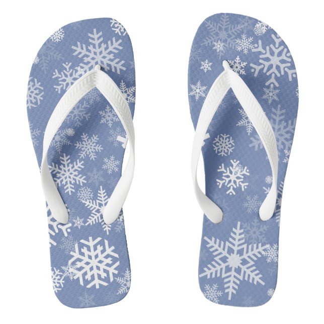 Snowflakes Graphic Customise Colour Background on  Jandals (Footbed)