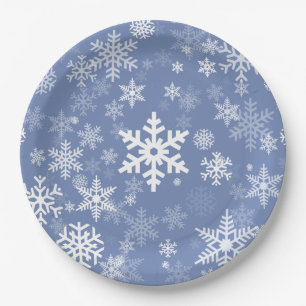 Snowflakes Graphic Customise Colour Background on  Paper Plate
