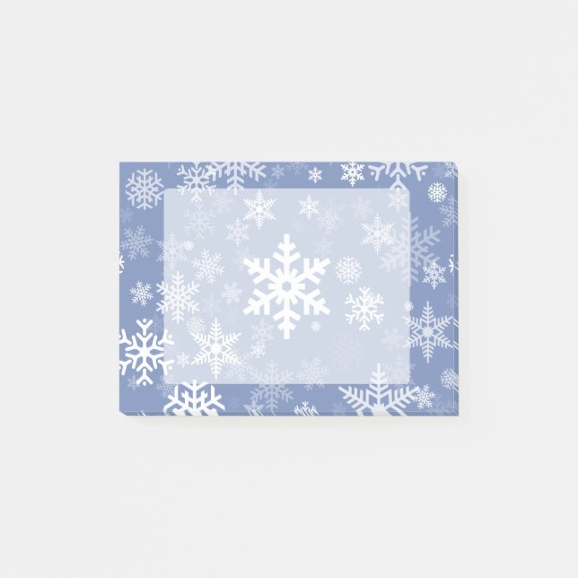 Snowflakes Graphic Customise Colour Background on Post-it Notes (Front)