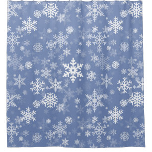 Snowflakes Graphic Customise Colour Background on Shower Curtain