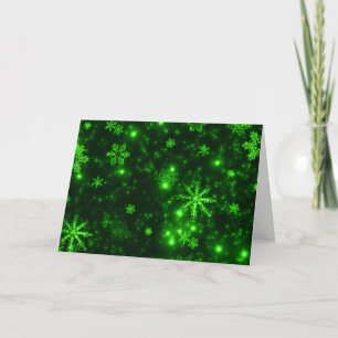 Snowflakes Green Background Peace Love Joy Quote Holiday Card