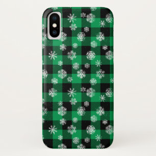 Snowflakes Green Buffalo Plaid Case-Mate iPhone Case